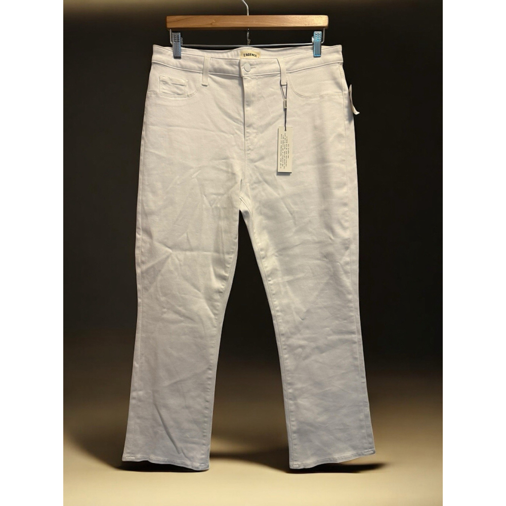 L'Agence Tati Coated Boot Cut Jeans Blanc Cream Size‎ 33 NWT